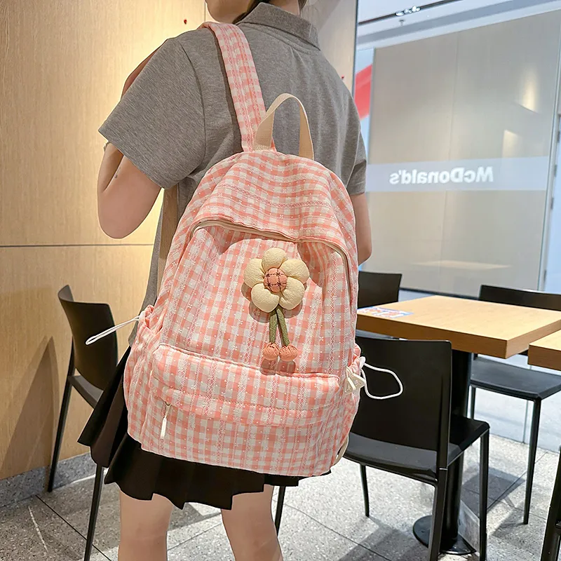 BUBM Nylon Backpack Women's Green/Dark Pink/Coffee/Light Pink-7