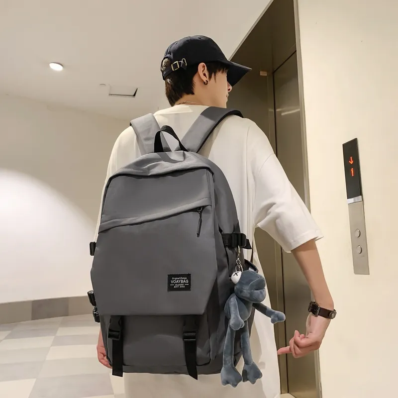 BUBM Nylon Backpack Unisex Black/White/Gray/Red/Blue-6