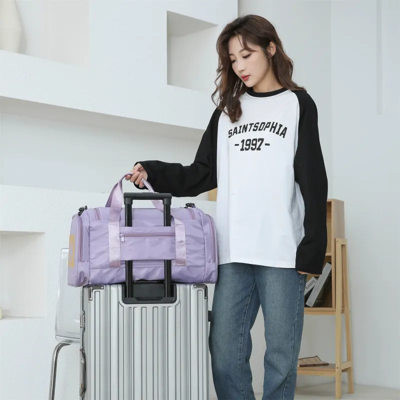 BUBM Nylon One Shoulder Travel Bag Unisex Black/Gray/Pink/Green/Blue/Dark Purple/Light Purple-16