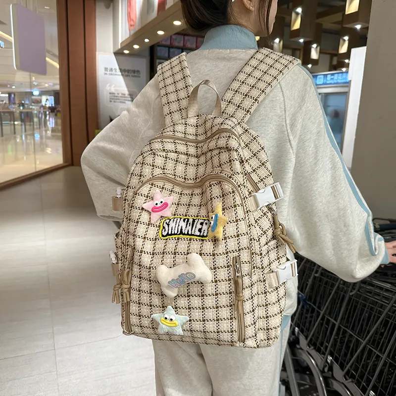BUBM Nylon Backpack Regular Unisex Yellow/Pink/Coffee/Sprout Green/Turquoise-14