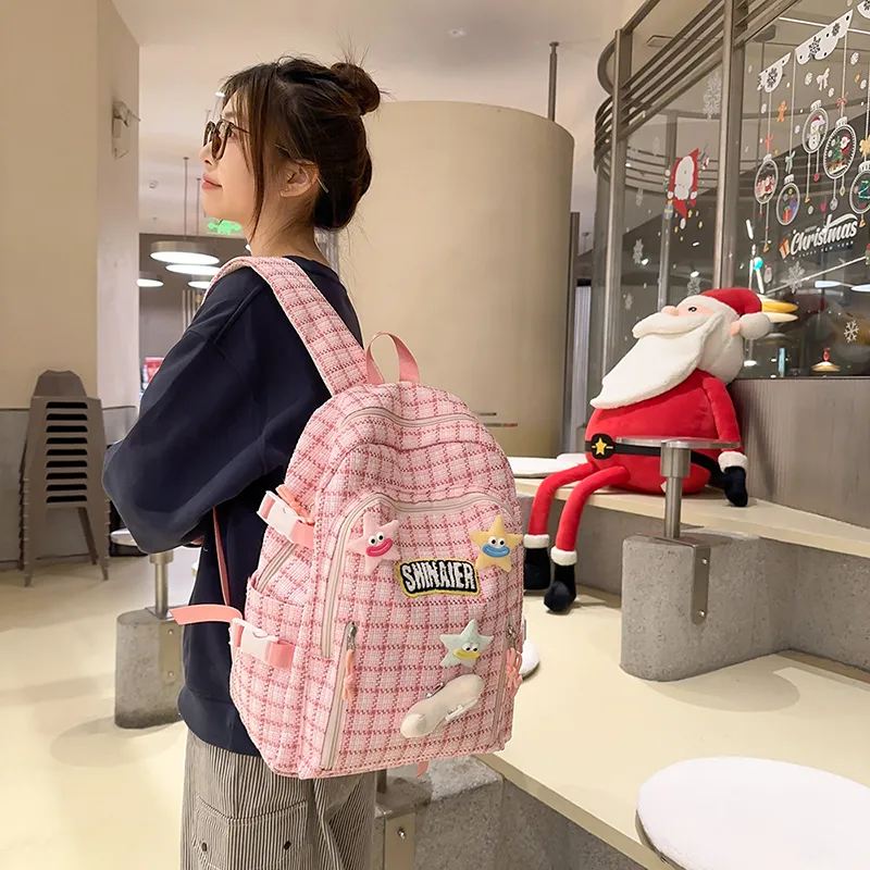 BUBM Nylon Backpack Regular Unisex Yellow/Pink/Coffee/Sprout Green/Turquoise-21