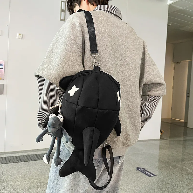 BUBM Nylon Backpack Unisex White/Gray/Black-18
