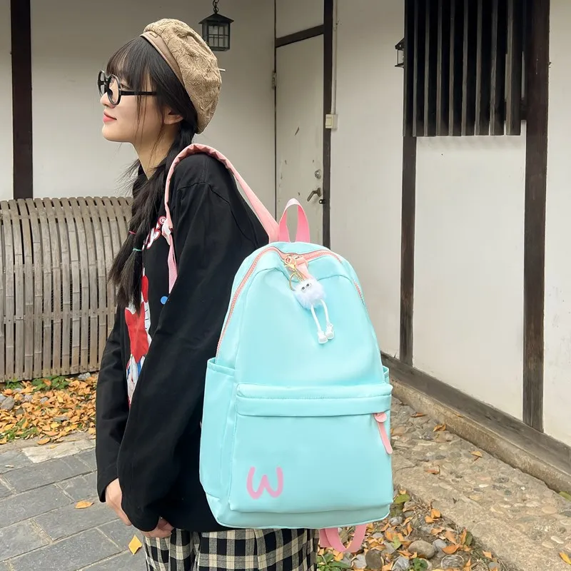 BUBM Composite Cloth Backpack Unisex Black/Yellow/Blue/Pink-19