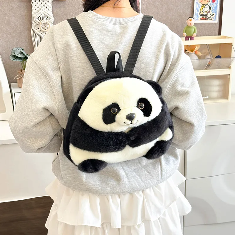 BUBM Velour Backpack Unisex Black White-5
