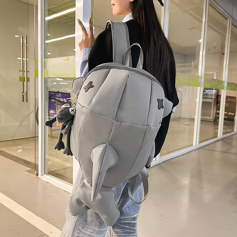 BUBM Nylon Backpack Unisex White/Gray/Black-7