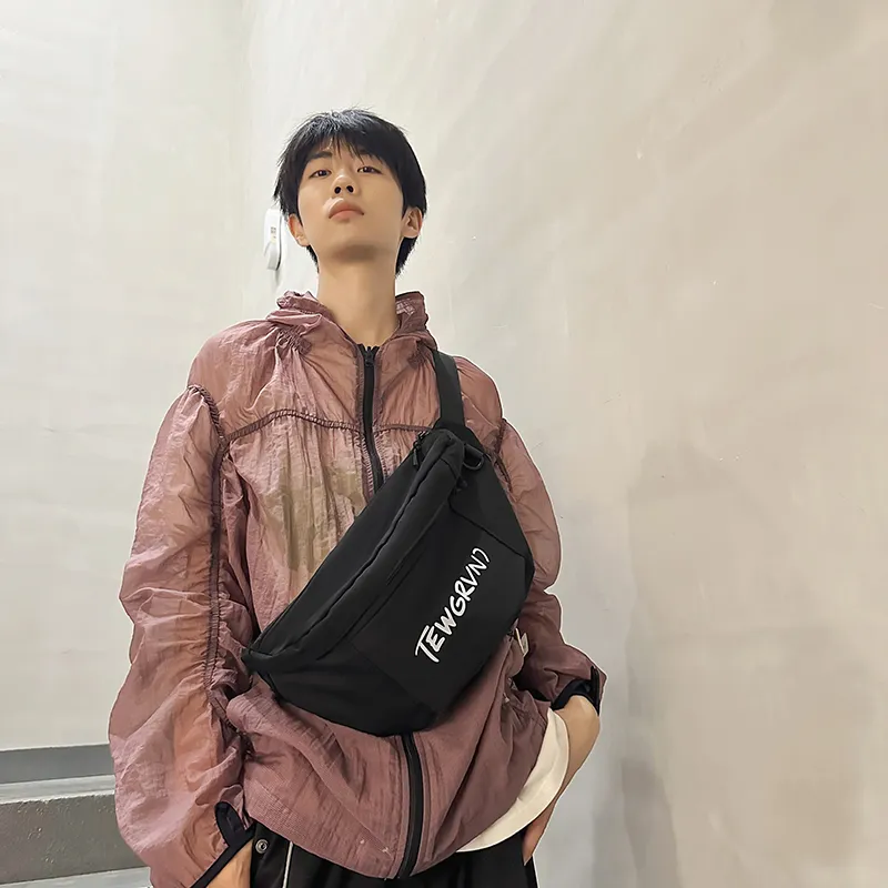 BUBM Nylon Sling Bag Unisex Black/White-4