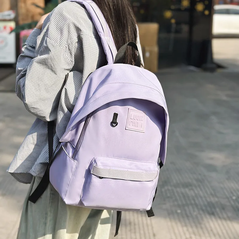 BUBM Nylon Backpack Unisex Purple/Orange/Black/White-4