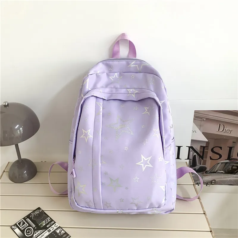 BUBM Composite Cloth Backpack Unisex White/Black/Purple/Orange/Green/Pink-13