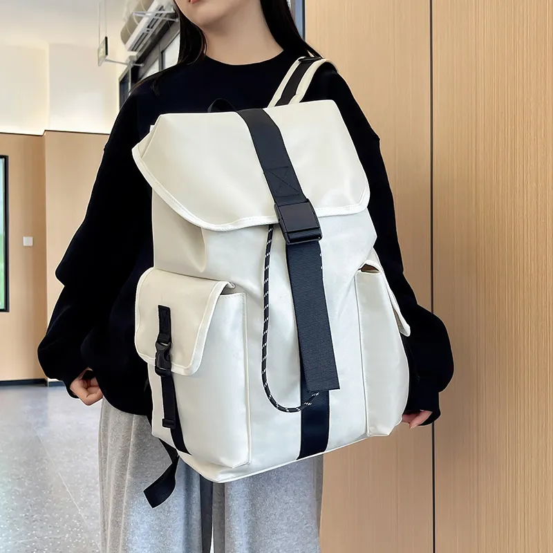 BUBM Nylon Travel Laptop Bag Durable Backpack Regular Unisex White/Black-3