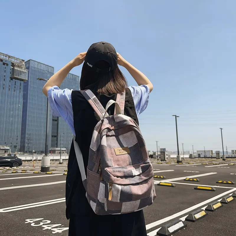 BUBM Denim Backpack Unisex Black/Blue/Brown-17