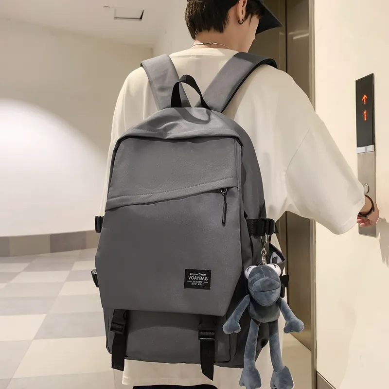 BUBM Nylon Backpack Unisex Black/White/Gray/Red/Blue-7