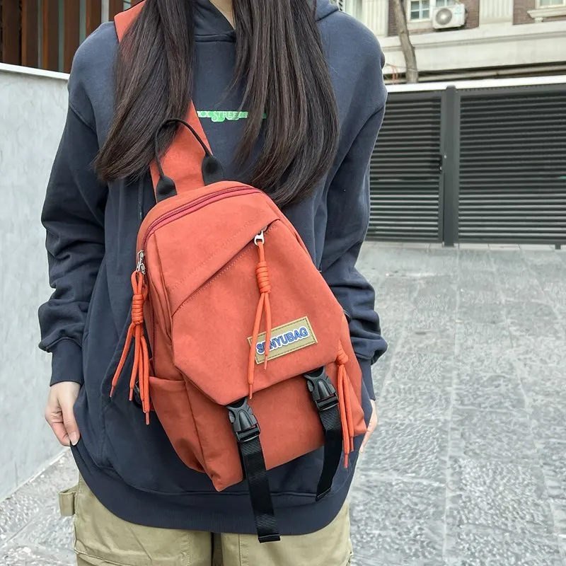 BUBM Composite Cloth Sling Bag, Crossbody Bag Regular Unisex Ecru/Black/Orange/Khaki/Green-13