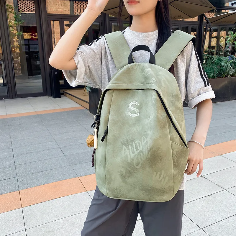 BUBM Nylon Backpack Unisex Black/Beige/Green/Burgundy-13