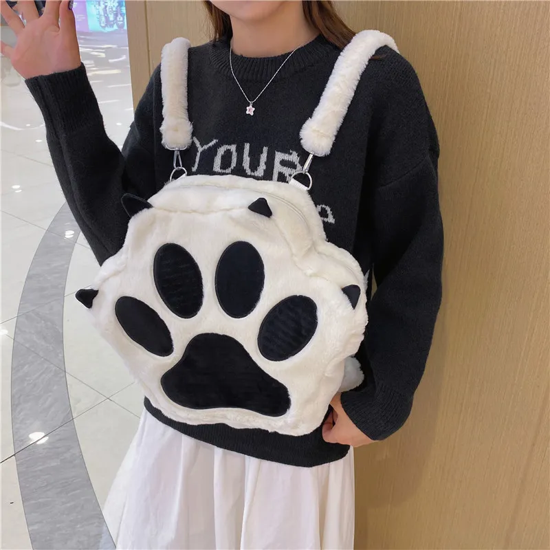 BUBM Plush Backpack Regular Unisex White-3