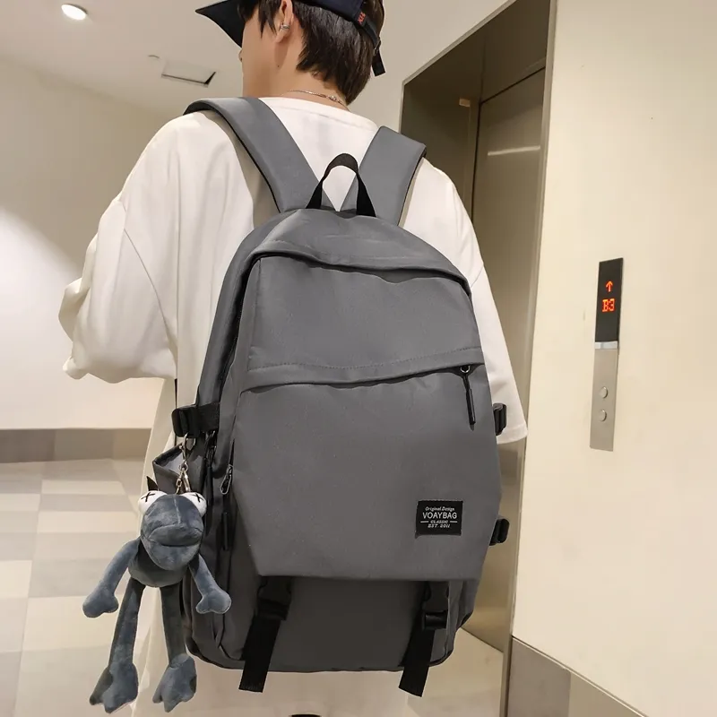 BUBM Nylon Backpack Unisex Black/White/Gray/Red/Blue-8