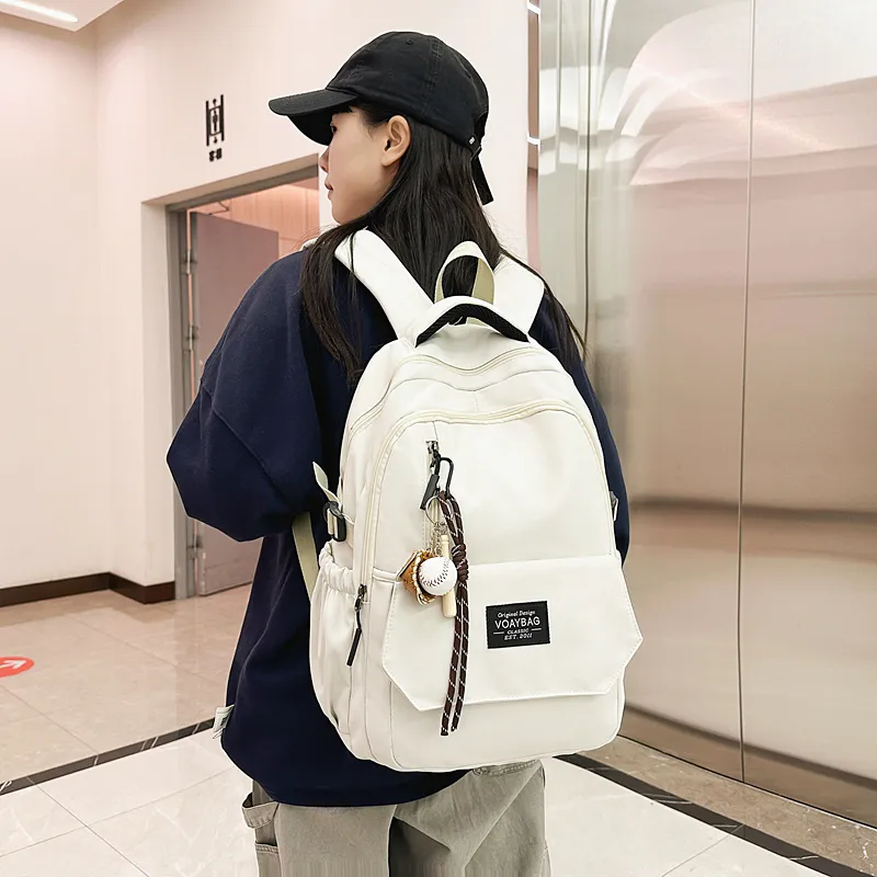 BUBM Nylon Backpack Unisex Black/White/Red/Blue/Khaki-1