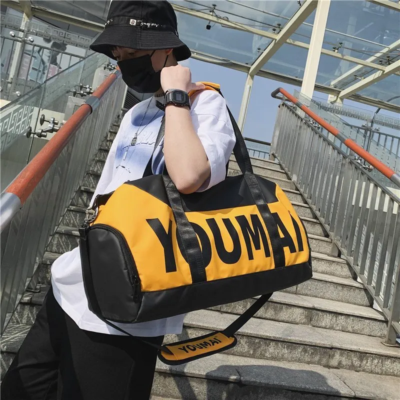 BUBM Nylon Fabric Travel Bag Unisex Black/Yellow/Purple/Pink/Khaki-7