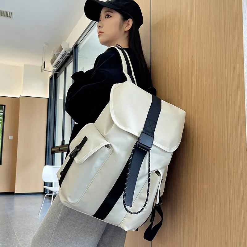 BUBM Nylon Travel Laptop Bag Durable Backpack Regular Unisex White/Black-2