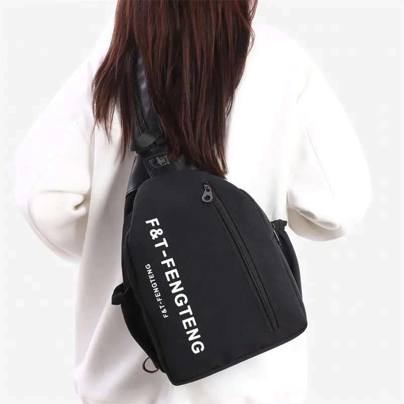 BUBM Oxford Sling Bag Backpack Regular Women's Black/Ecru-10