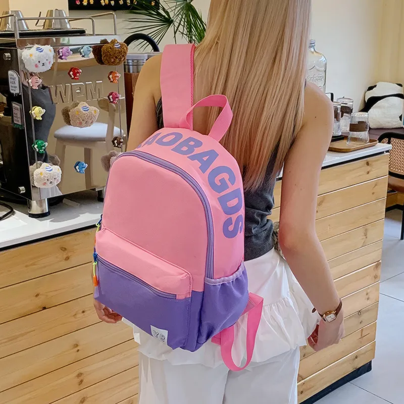 BUBM Nylon Fabric Backpack Unisex Red/Yellow/Teal/Purple Pink/Pink Green/Dark Pink-20