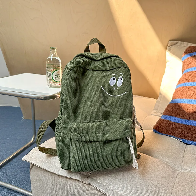 BUBM Corduroy Backpack Regular Unisex Black/White/Brown/Green-19