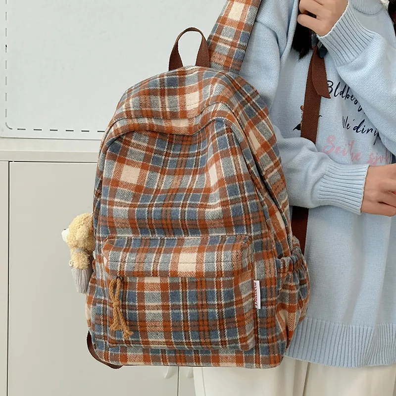 BUBM Composite Cloth Backpack Unisex Brown & Yellow/Gray Blue/Blue & Red/Orange-15