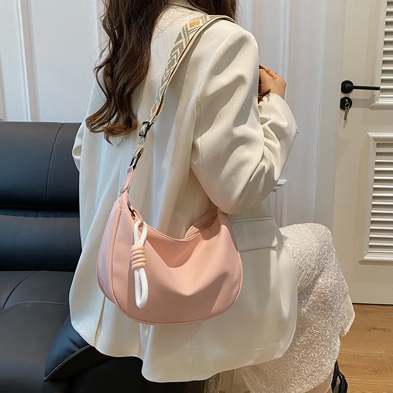 BUBM Composite Cloth Shoulder Bag Regular Unisex White Brown/White Black/Black/Pink-19