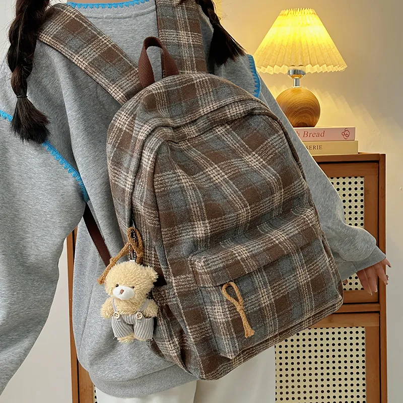 BUBM Composite Cloth Backpack Unisex Brown & Yellow/Gray Blue/Blue & Red/Orange-19