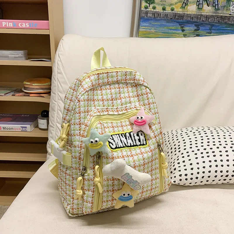 BUBM Nylon Backpack Regular Unisex Yellow/Pink/Coffee/Sprout Green/Turquoise-10