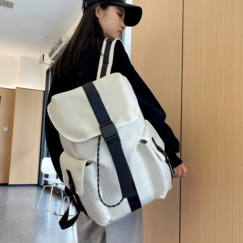 BUBM Nylon Travel Laptop Bag Durable Backpack Regular Unisex White/Black-6
