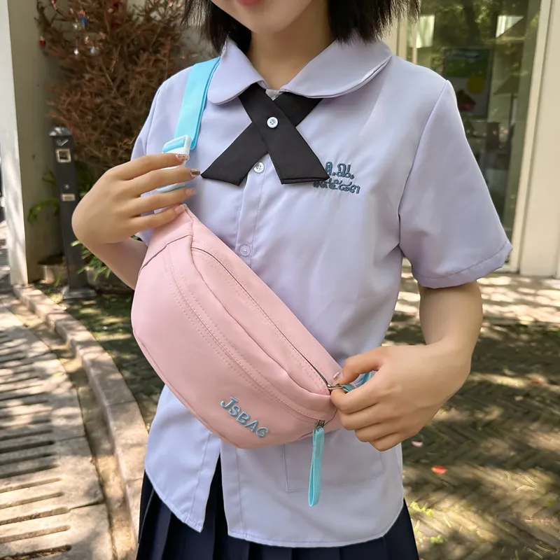 BUBM Nylon Fanny Pack Unisex Black/Yellow/Pink/Blue/White & Green/White & Rose Red-23