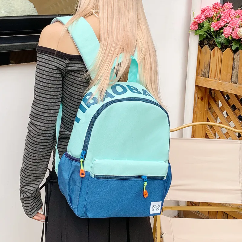 BUBM Nylon Fabric Backpack Unisex Red/Yellow/Teal/Purple Pink/Pink Green/Dark Pink-15