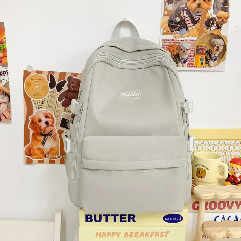 BUBM Composite Cloth Backpack Regular Unisex White/Gray/Black/Blue-7
