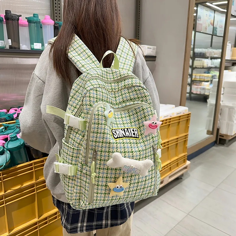 BUBM Nylon Backpack Regular Unisex Yellow/Pink/Coffee/Sprout Green/Turquoise-1