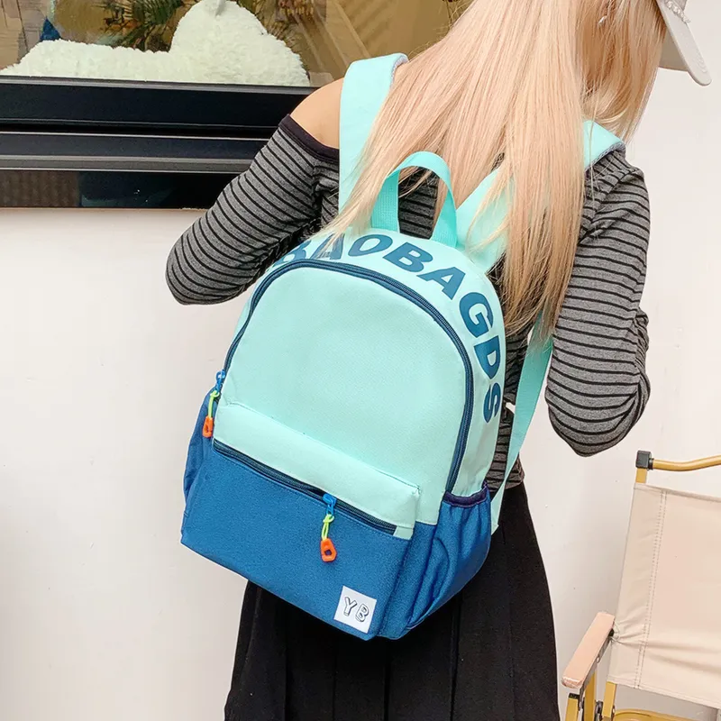 BUBM Nylon Fabric Backpack Unisex Red/Yellow/Teal/Purple Pink/Pink Green/Dark Pink-16