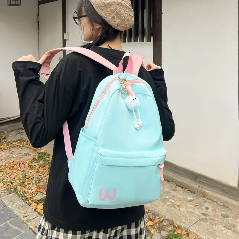 BUBM Composite Cloth Backpack Unisex Black/Yellow/Blue/Pink-18