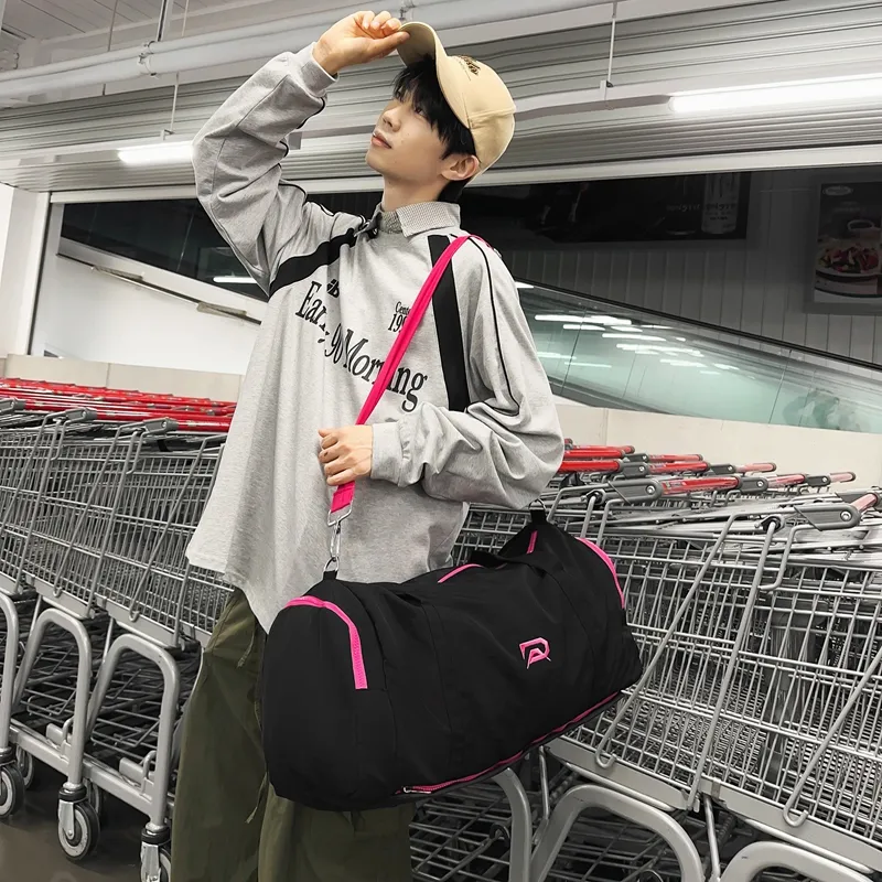 BUBM Nylon One Shoulder Travel Bag Unisex Light Gray/Dark Gray/Black/Red/Blue-12