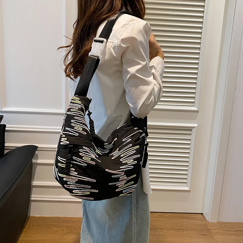 BUBM Composite Cloth Shoulder Bag Unisex White/Black/Blue/Pink-4