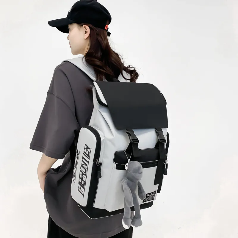 BUBM Canvas Backpack Unisex Black/Gray-2