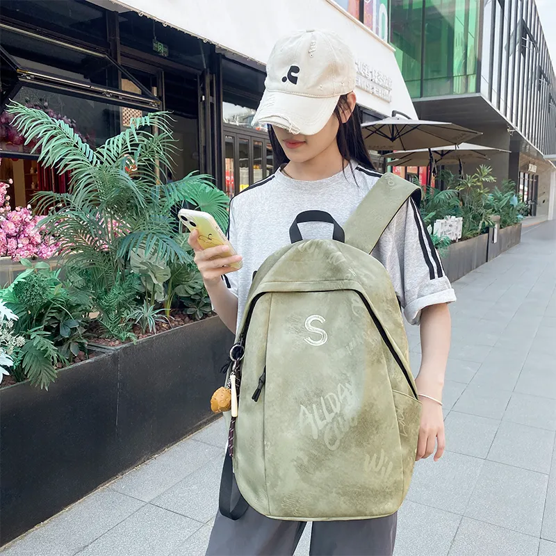 BUBM Nylon Backpack Unisex Black/Beige/Green/Burgundy-15