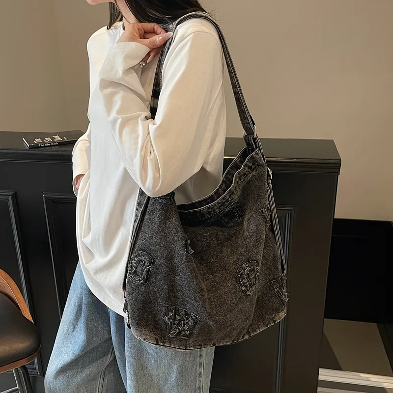 BUBM Denim Shoulder Bag Women's Dark Tea/Blue/Dark Blue-5