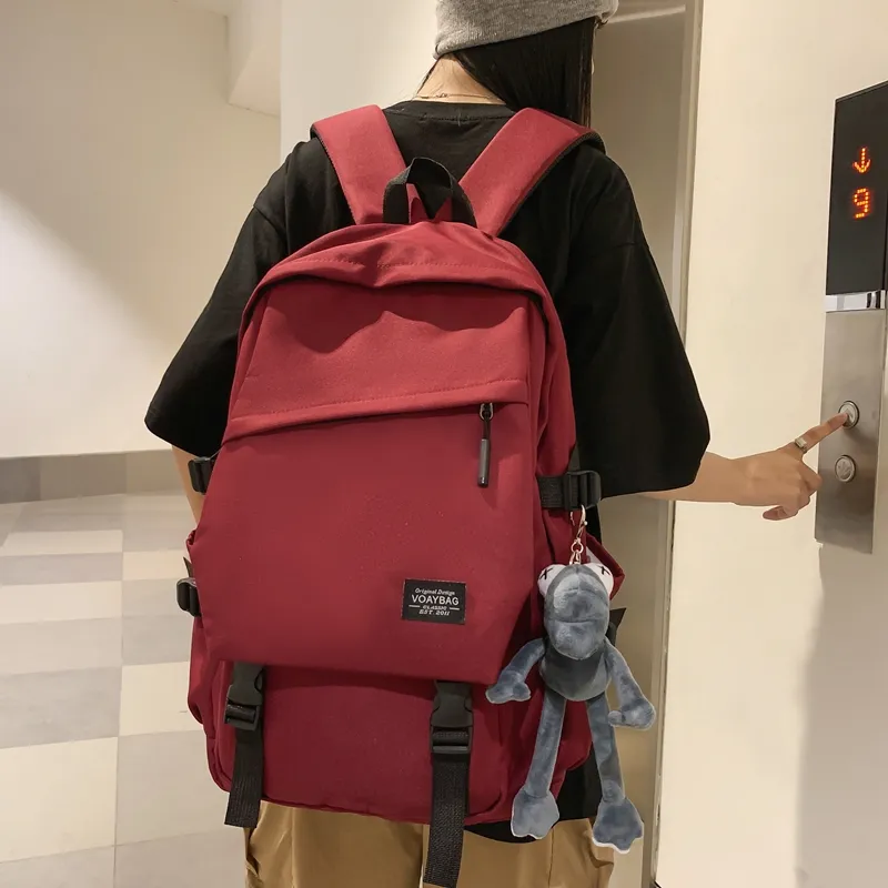 BUBM Nylon Backpack Unisex Black/White/Gray/Red/Blue-17