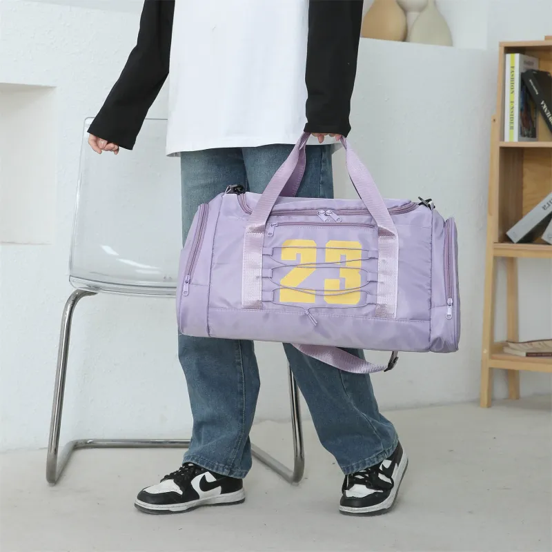 BUBM Nylon One Shoulder Travel Bag Unisex Black/Gray/Pink/Green/Blue/Dark Purple/Light Purple-17