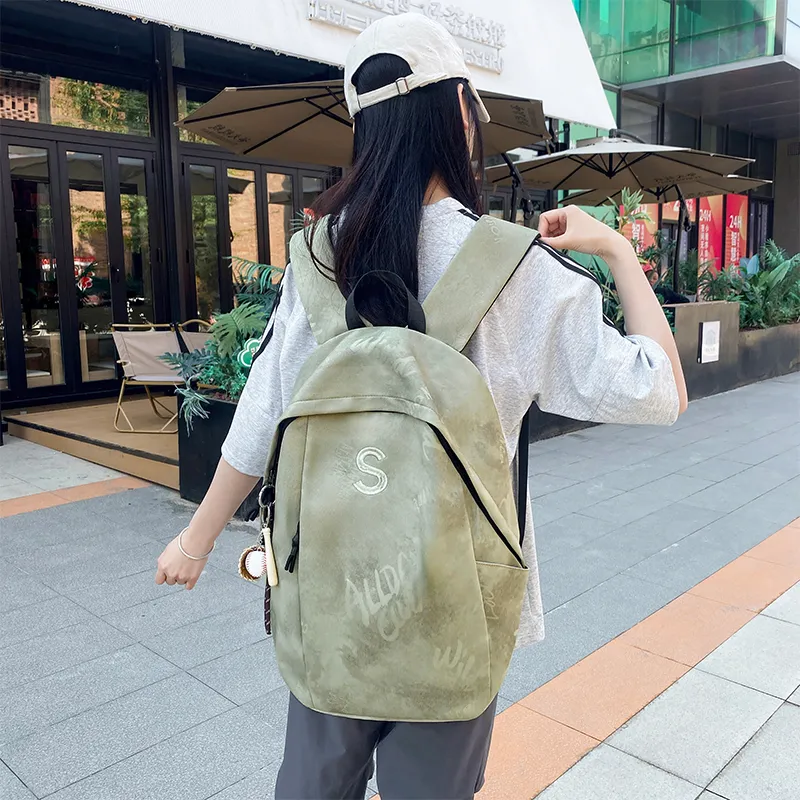 BUBM Nylon Backpack Unisex Black/Beige/Green/Burgundy-14