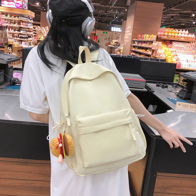 BUBM Nylon Backpack Regular Unisex Black/Ecru/Khaki/Light Yellow/Neon Green/Pink-23