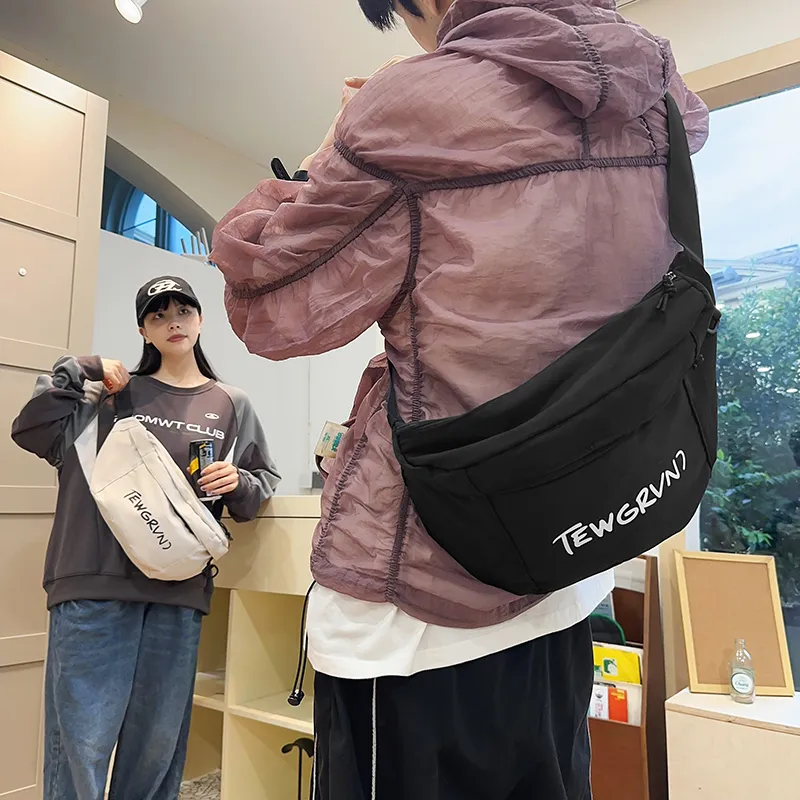 BUBM Nylon Sling Bag Unisex Black/White-2
