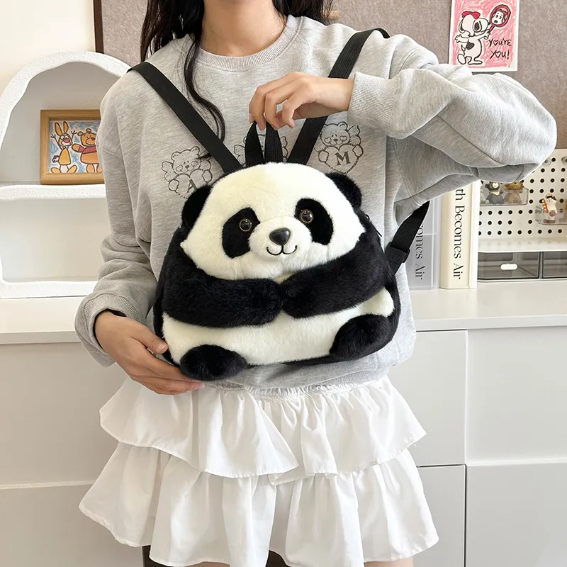BUBM Velour Backpack Unisex Black White-2