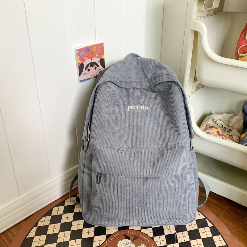 BUBM Corduroy Backpack Regular Unisex Black/Khaki/Brown/Gray-1