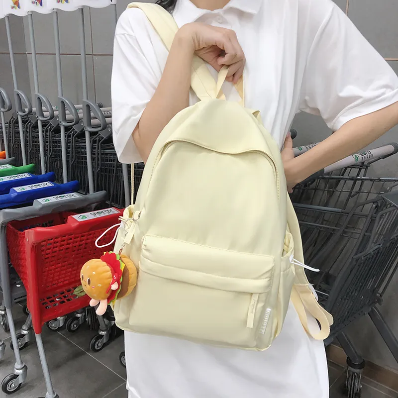 BUBM Nylon Backpack Regular Unisex Black/Ecru/Khaki/Light Yellow/Neon Green/Pink-25