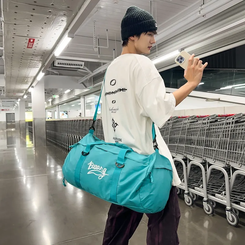 BUBM Oxford Travel Bag Unisex Black/Lake Blue/Light Blue/Orange Red-14